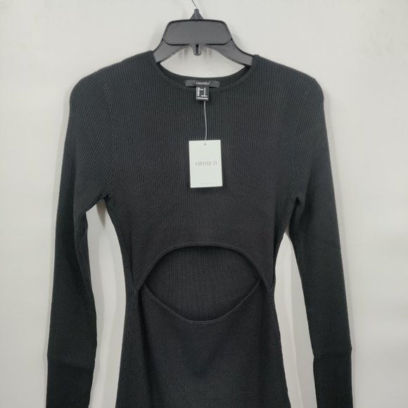 Forever 21 Ribbed Cutout Mini Dress Black, Small - Picture 3 of 11